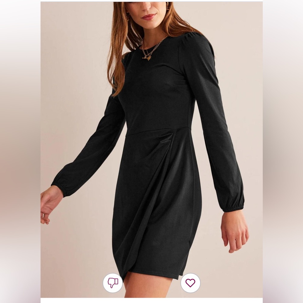 Boden Black Wrap-Effect Jersey Mini Dress‎ size 12